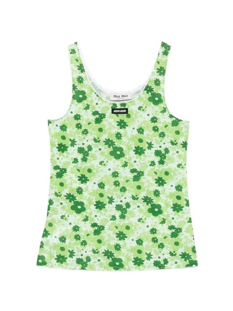 Miu Miu floral-print top - Green - zdjęcie produktu nr 1