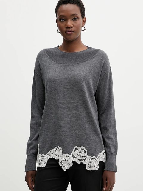 Blugirl Blumarine sweter wełniany damski kolor szary lekki RF5171.MA82O - zdjęcie produktu nr 1