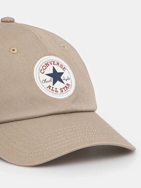Converse czapka z daszkiem bawełniana kolor beżowy z aplikacją 10027421-A19