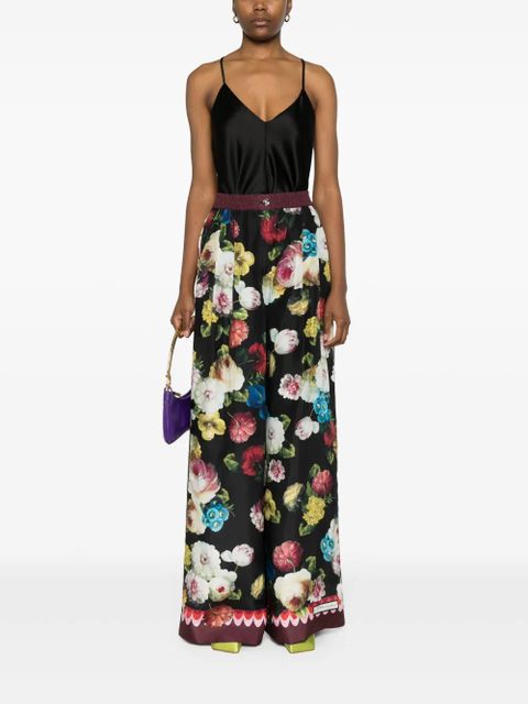 Dolce & Gabbana floral wide-leg trousers - Black