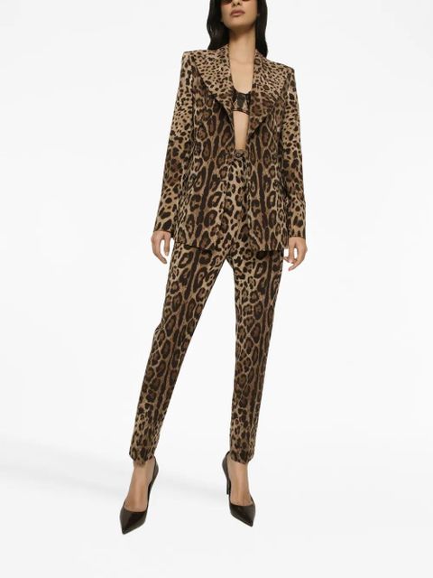 Dolce & Gabbana high-waisted leopard-print trousers - Brown
