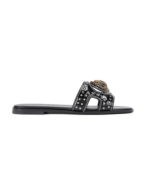 Kurt Geiger London klapki skórzane Eagle Stud Cut Out Flat damskie kolor czarny 4734400309 - zdjęcie produktu nr 1