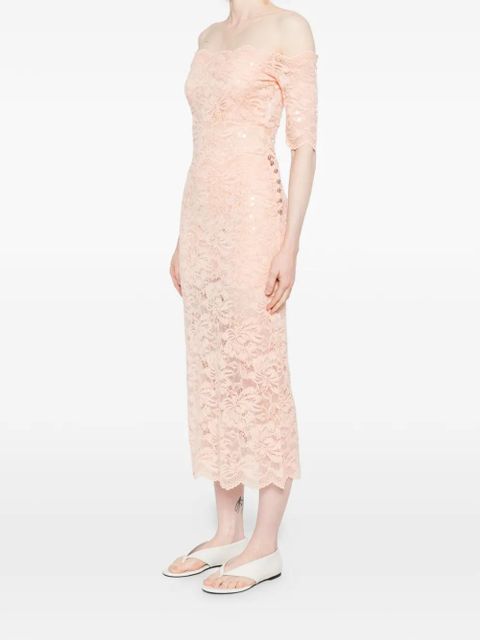 Rabanne sequin lace midi skirt - Orange