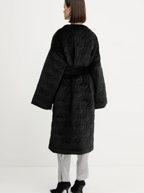 Charo Ruiz Ibiza płaszcz welurowy kolor czarny przejściowa oversize 257311 - zdjęcie produktu nr 2