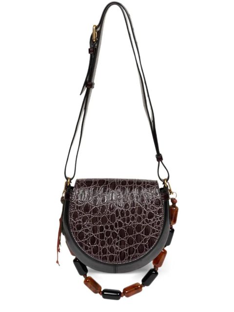 DRIES VAN NOTEN small crocodile-effect beaded cross body bag - Brown - zdjęcie produktu nr 1
