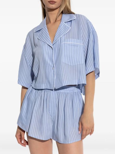 Alexander Wang striped elastic-waist shorts - Blue