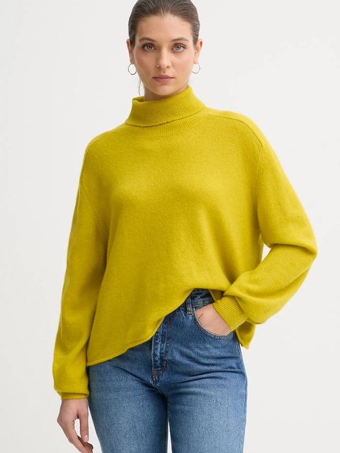 United Colors of Benetton sweter damski kolor zielony lekki z golfem 11CZD204F - zdjęcie produktu nr 1