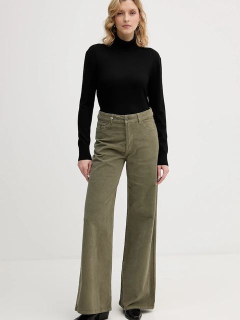 United Colors of Benetton spodnie damskie kolor szary szerokie high waist 41ULDE029