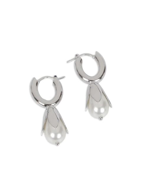 Simone Rocha flower hoop earrings - Silver