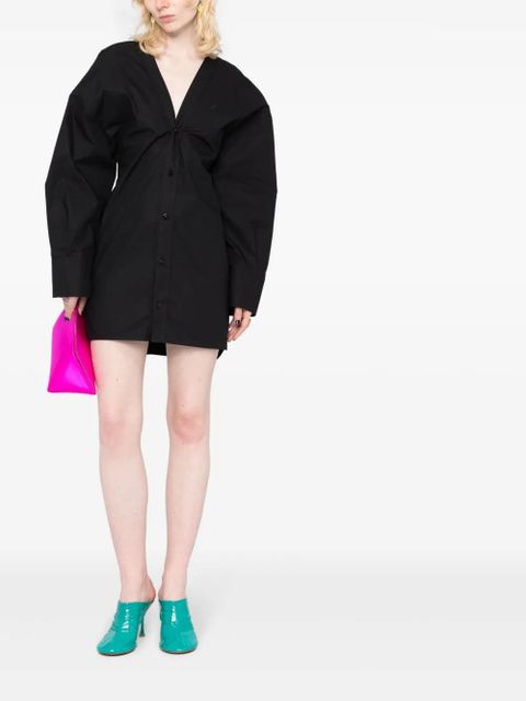 The Attico ruched-detail V-neck dress - Black - zdjęcie produktu nr 2