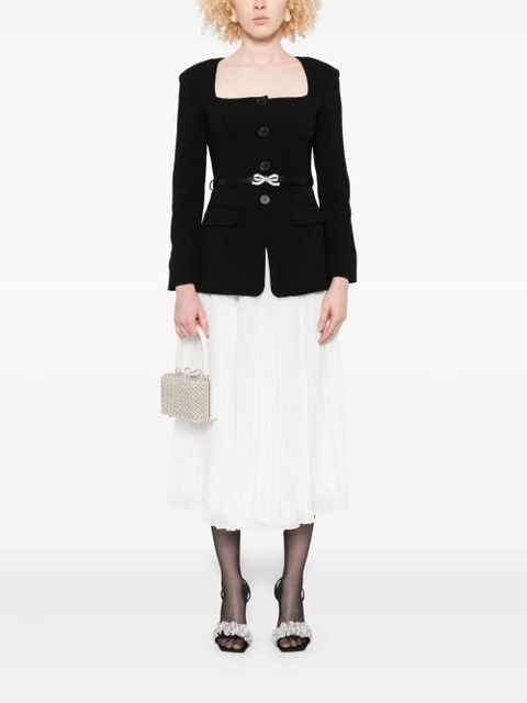 Self-Portrait pleated-panel bow-detail midi dress - Black - zdjęcie produktu nr 2