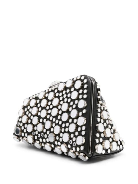The Attico Midnight stud-embellished leather clutch bag - Black