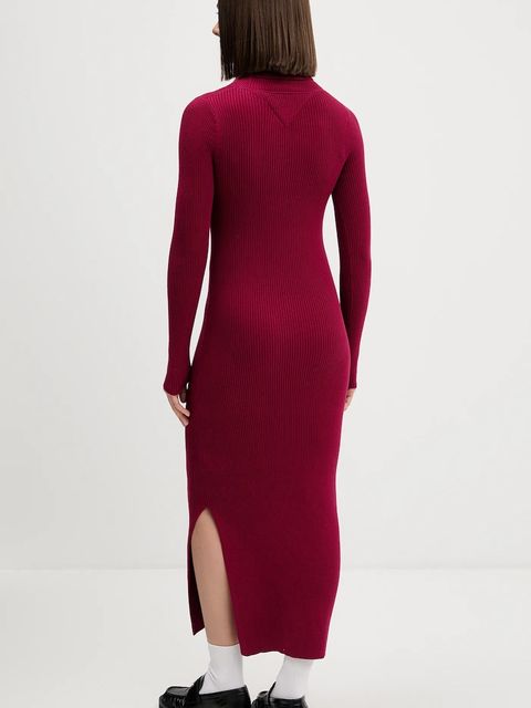 Tommy Jeans sukienka kolor bordowy maxi dopasowana DW0DW21910