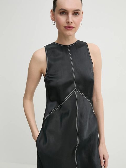 Day Birger et Mikkelsen sukienka z domieszką lnu Aurora kolor czarny maxi rozkloszowana DAY65243650