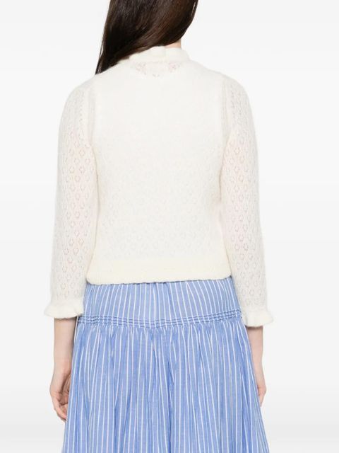 DÔEN frills perforated cardigan - Neutrals