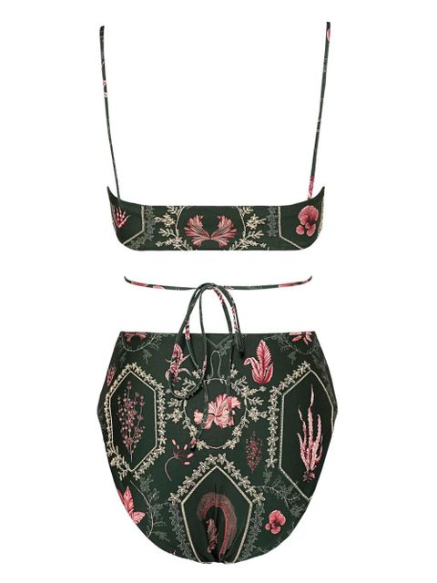 Agua By Agua Bendita Victoriana Encaje floral-print swimsuit - Green