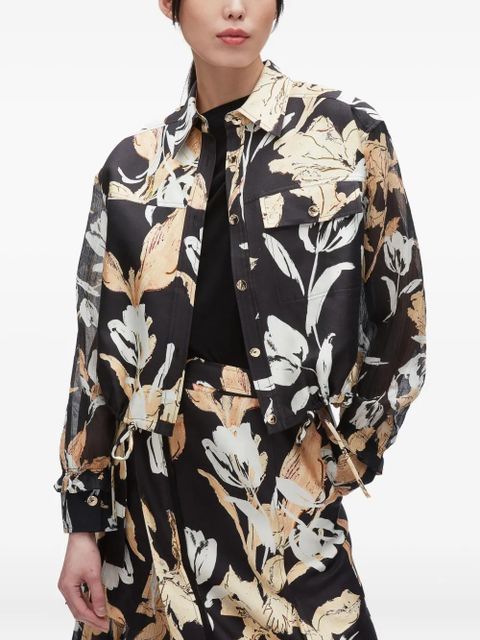 3.1 Phillip Lim floral-print drawstring shirt - Black