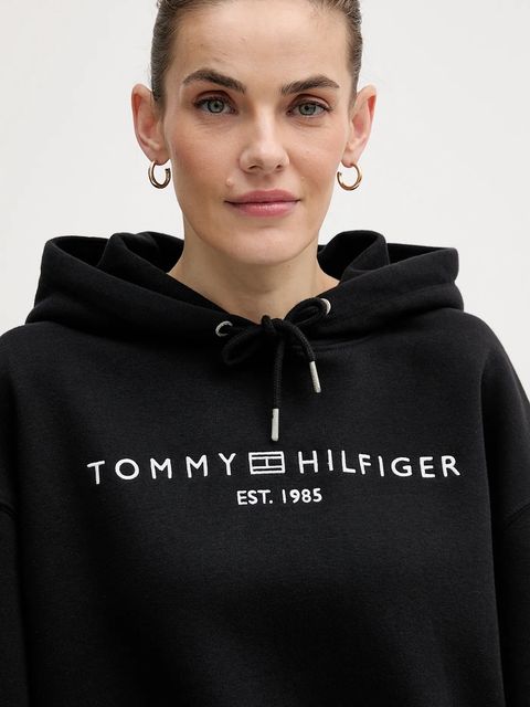 Tommy Hilfiger bluza damska kolor czarny z kapturem z aplikacją WW0WW47832
