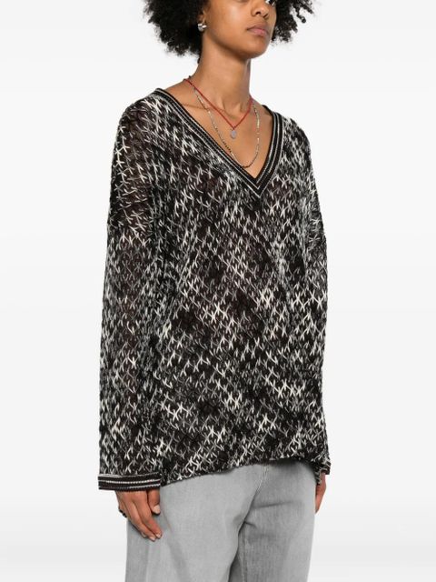 Missoni geometric-pattern V-neck sweater - Brown