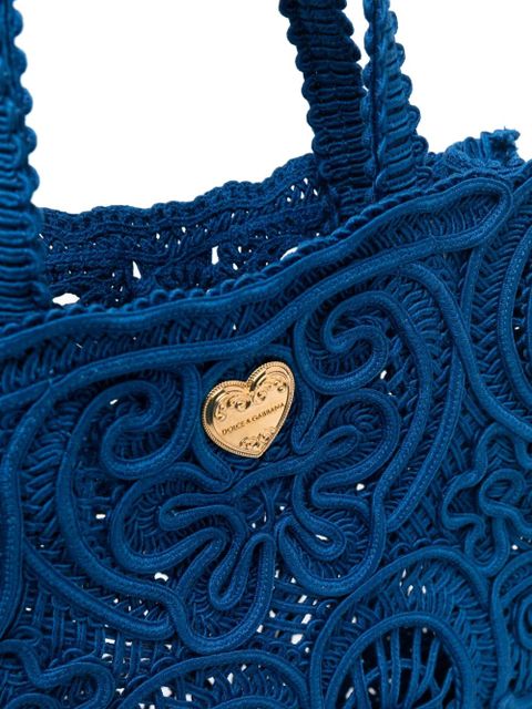 Dolce & Gabbana medium Beatrice cordonetto-lace tote bag - Blue