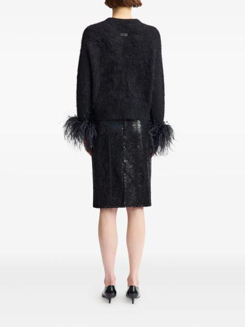 16Arlington feather-trim alena cardigan - Black