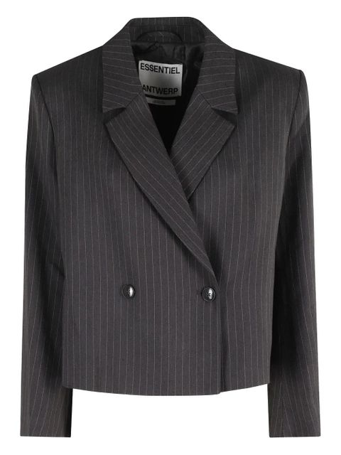 Essentiel Antwerp pinstripe double-breasted cropped blazer - Blue - zdjęcie produktu nr 1