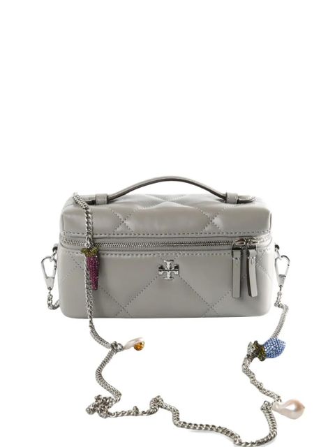 Tory Burch Kira quilted embellished-chain cross-body bag - Grey