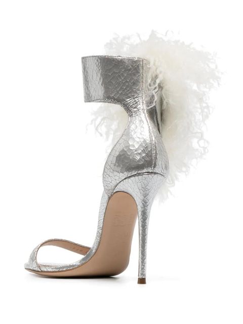 Casadei Aria 110mm metallic leather sandals - Silver - zdjęcie produktu nr 2