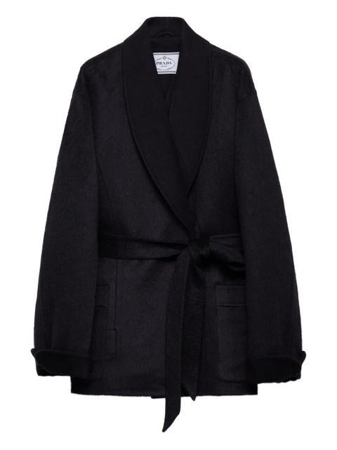 Prada shawl-collar belted coat - Black - zdjęcie produktu nr 1
