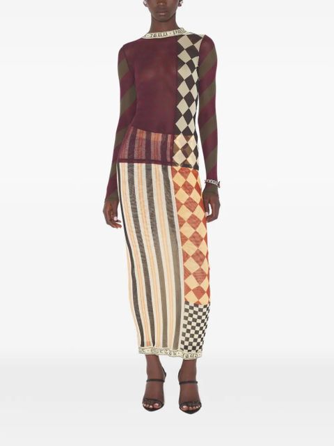 Jean Paul Gaultier patchwork long-sleeves Top - Red