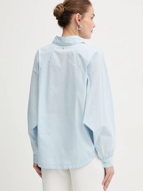 BOSS Orange koszula bawełniana damska kolor niebieski relaxed z kołnierzykiem klasycznym 50552163 - zdjęcie produktu nr 2