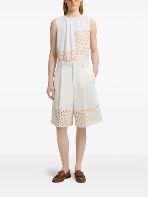 Marni broderie anglaise pleated shorts - White - zdjęcie produktu nr 2