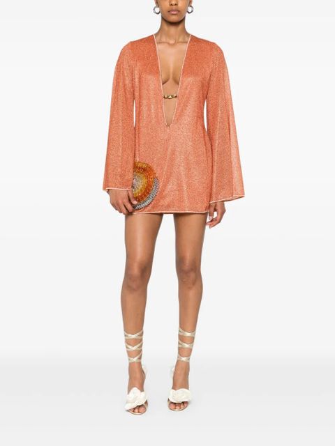 Oséree lurex-detail mini dress - Orange