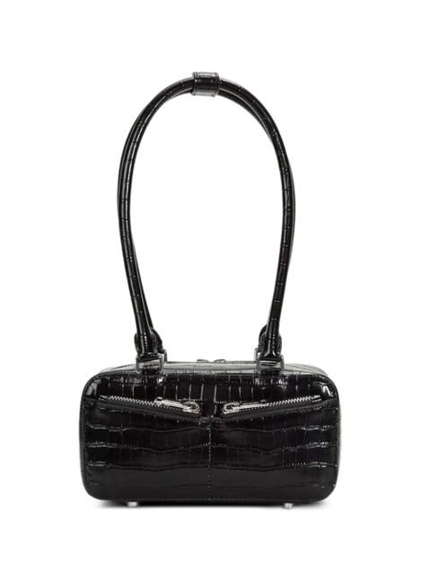 Self-Portrait mini crocodile-embossed leather bag - Black - zdjęcie produktu nr 1