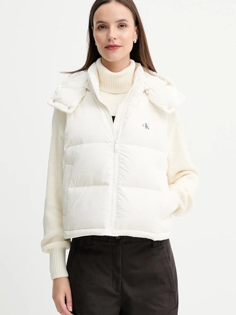 Calvin Klein Jeans bezrękawnik puchowy kolor beżowy zimowy LV047D500G - zdjęcie produktu nr 1
