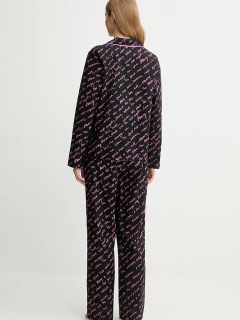 Dkny piżama bawełniana kolor czarny bawełniana YI90085