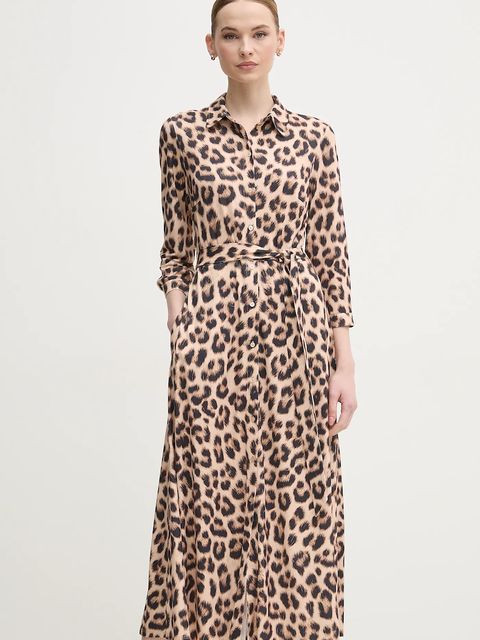 OUI sukienka kolor beżowy midi rozkloszowana 92524 - zdjęcie produktu nr 1