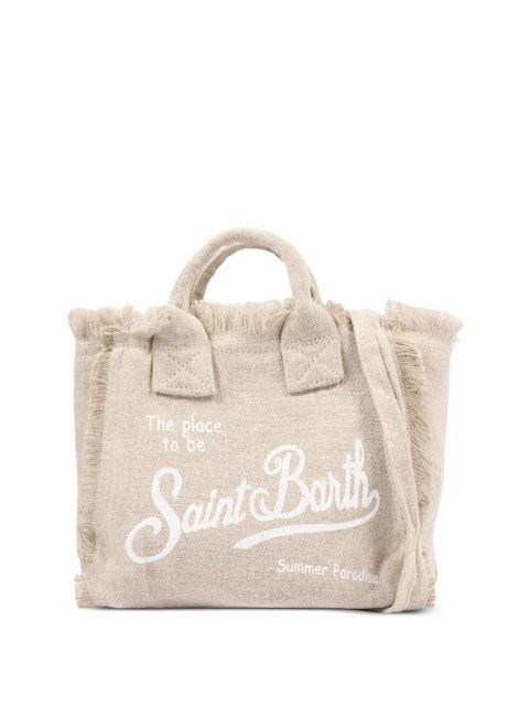 MC2 Saint Barth fringed-detail logo-print tote bag - Neutrals - zdjęcie produktu nr 1