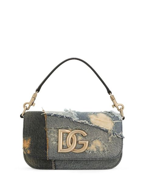 Dolce & Gabbana logo plaque patchwork denim cross body bag - Blue - zdjęcie produktu nr 1