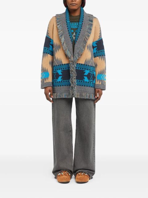 Alanui Icon jacquard fringed cardigan - Neutrals