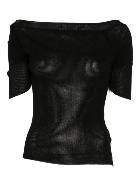 KHAITE boat-neck ribbed knitted top - Black