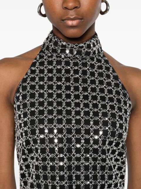 ROTATE BIRGER CHRISTENSEN halterneck metallic-embellished dress - Black