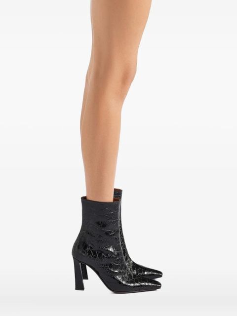 Giuseppe Zanotti Janiee Bootie 90 crocodile-effect square-toe boots - Black