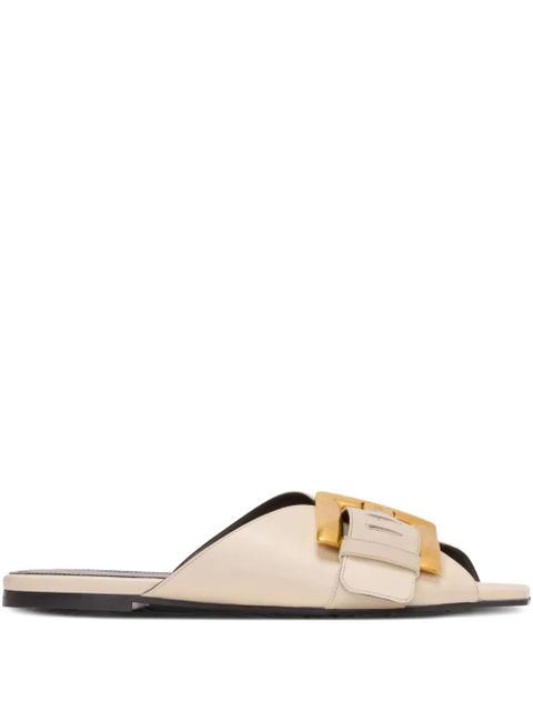 Balmain Anthem flat leather sandals - Neutrals - zdjęcie produktu nr 1