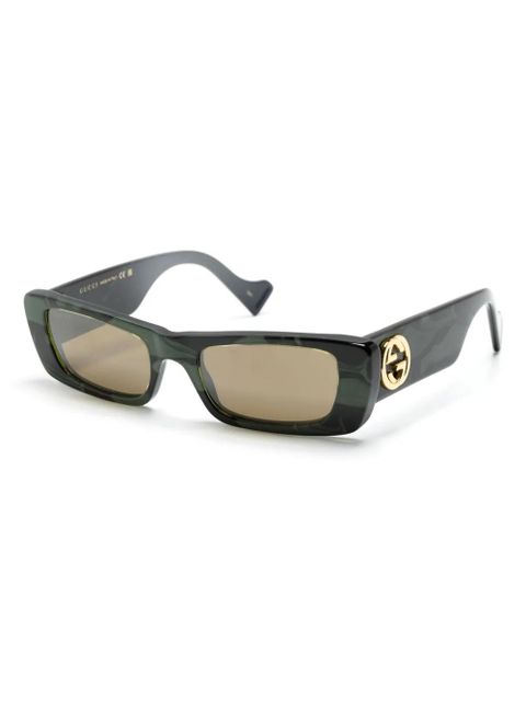 Gucci Eyewear logo-plaque rectangular-frame sunglasses - Green - zdjęcie produktu nr 2