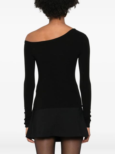 Eleh one-shoulder button top - Black