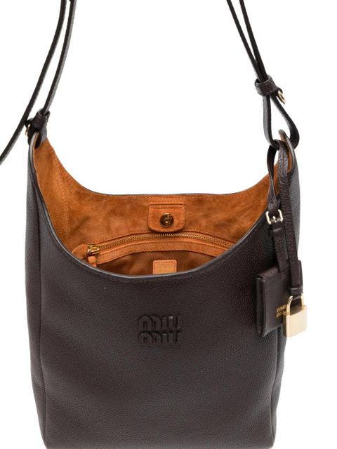 Miu Miu logo-patches shoulder bag - Brown