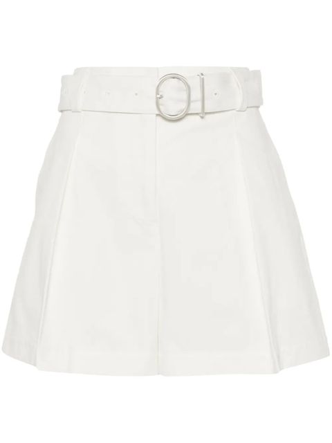 Jil Sander pleat-detail belted cotton shorts - White - zdjęcie produktu nr 1