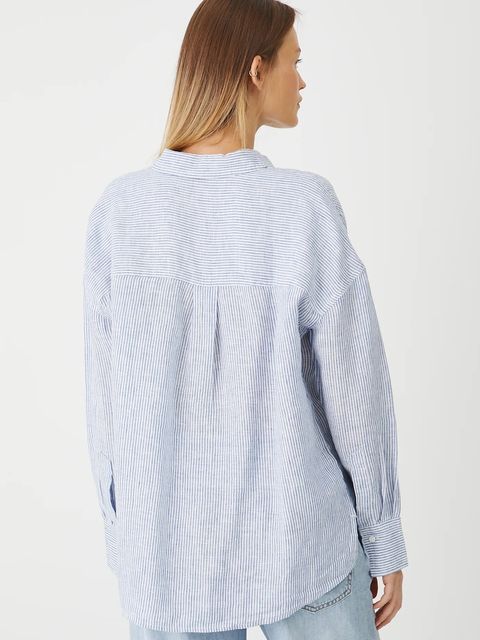 Medicine koszula lniana kolor niebieski