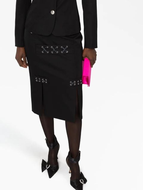 Alessandra Rich lattice-embellished midi skirt - Black